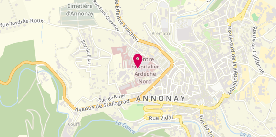 Plan de Centre Hospitalier d'Ardèche Nord, Bp119
Rue du Bon Pasteur, 07103 Annonay