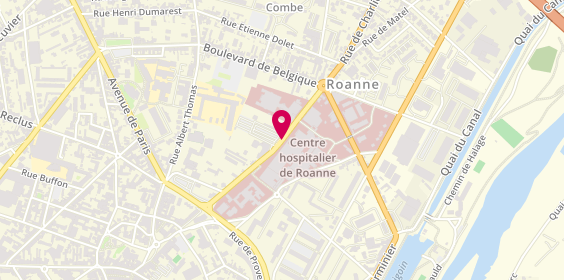 Plan de Efs Auvergne-Loire Site de Roanne, 28 Rue de Charlieu, 42300 Roanne