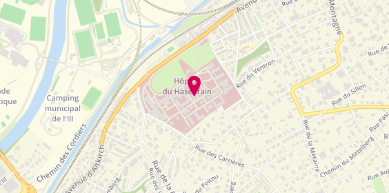 Plan de Usld - Hôpital du Hasenrain, 87 avenue d'Altkirch, 68100 Mulhouse