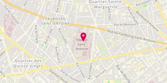Plan de Hôpital Saint Antoine, 184 Rue du Faubourg Saint-Antoine, 75012 Paris