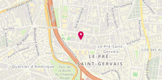 Plan de Clinique du Pré Saint Gervais, 10 Rue Simonnot, 93300 Le Pré-Saint-Gervais