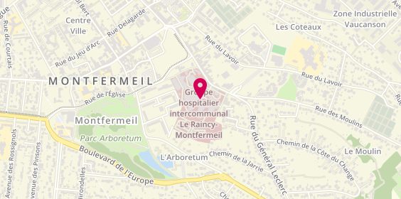 Plan de Groupe Hospitalier Intercommunal le Raincy Montfermeil, 10 Rue du Général Leclerc, 93370 Montfermeil