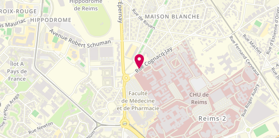 Plan de Centre Hospitalier Universitaire de Reims American Memorial Hospital - Hôpital d'Enfants, 47 Rue Cognacq Jay, 51100 Reims