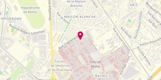 Plan de Efs Grand Est Site de Reims, Hôpital Maison Blanche
45 Rue Cognacq-Jay, 51100 Reims