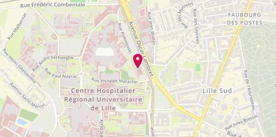 Plan de Centre Hospitalier Universitaire de Lille, 2 Oscar Lambret, 59000 Lille