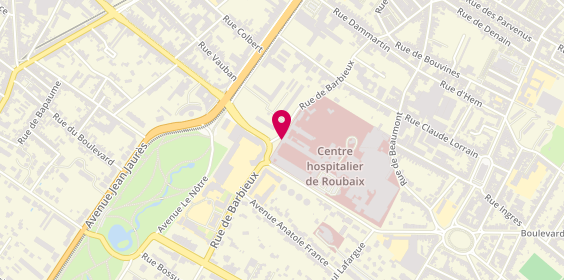 Plan de Centre Hospitalier de Roubaix, 35 Rue de Barbieux, 59100 Roubaix